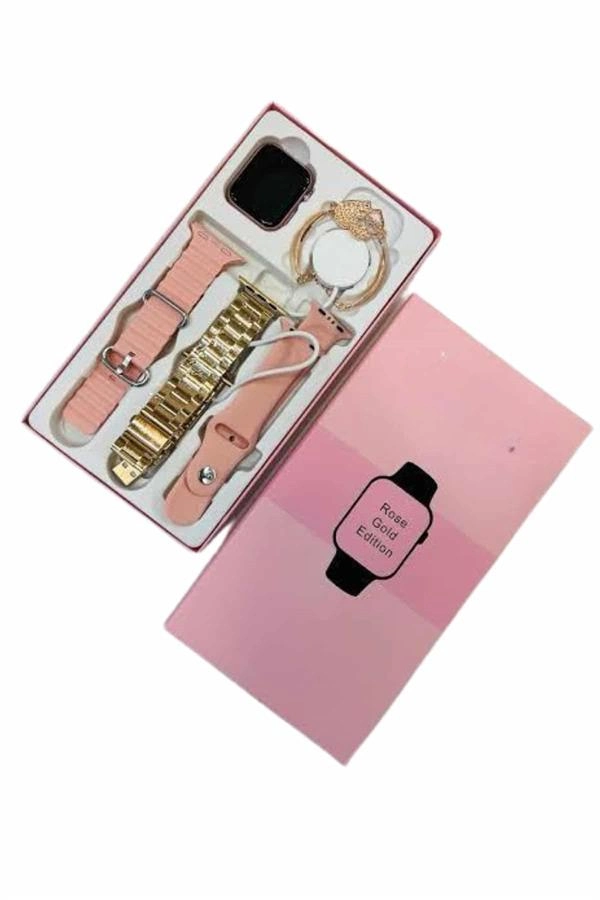 Akıllı Saat 3 Kordonlu Ve Aksesuarlı Bayanlar Için Şık Rose Renk ( Lisinya )