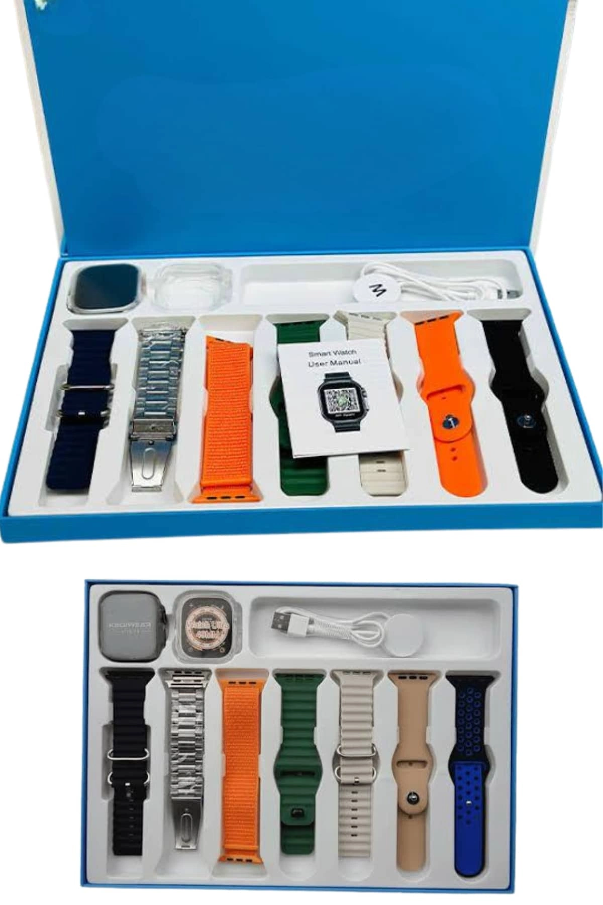 Akıllı Saat 7 Kordon Hediyeli Takvim Alarm Nabız Ölçer Bildirim Görme Sesli Görüşme ( Lisinya )