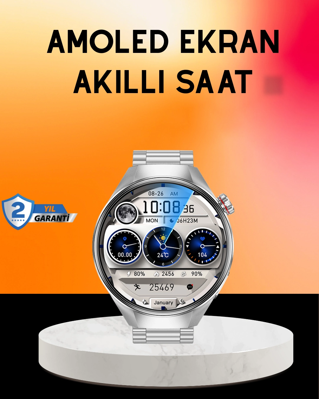 Akıllı Saat Amoled Ekran Bluetooth Aramalı – Nabız, Uyku Ve Spor Takipli ( Lisinya )