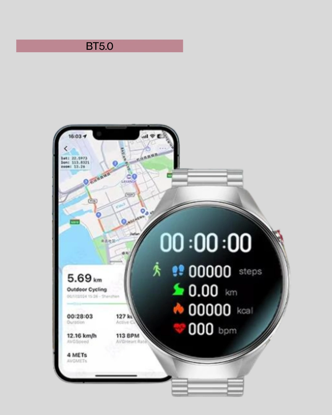 Akıllı Saat Amoled Ekran Bluetooth Aramalı – Nabız, Uyku Ve Spor Takipli ( Lisinya )