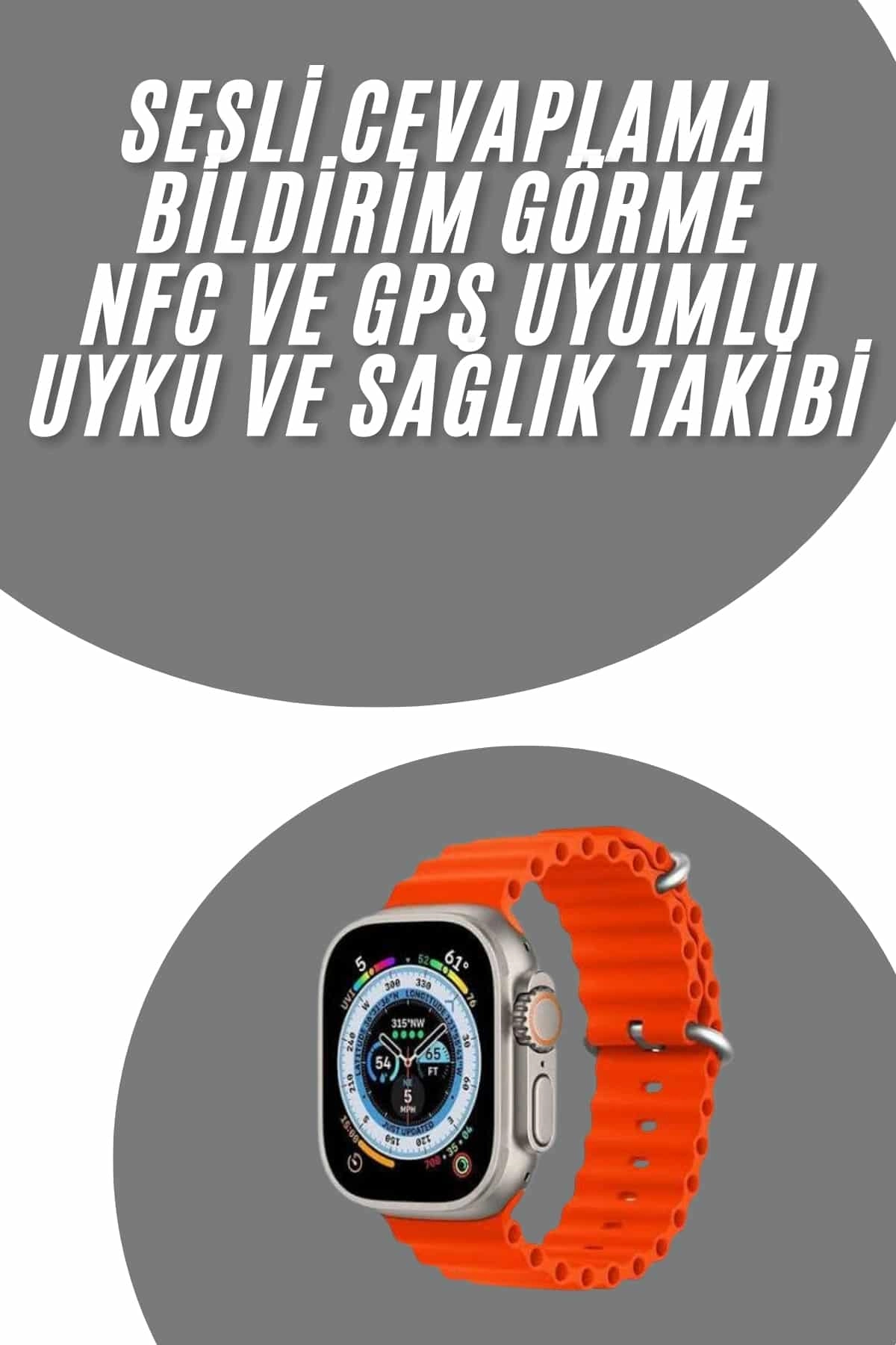 Akıllı Saat Android Ve İos Uyumlu 49 Mm Nfc Özelliği Gps Takibi ( Lisinya )