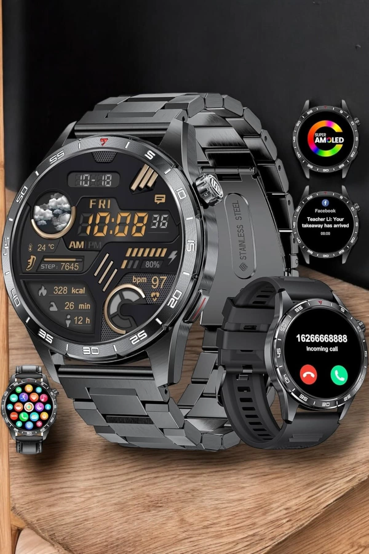 Akıllı Saat Arama Cevaplayan Titreşim Özelliğiyle Bildirim Görebilen ( Lisinya )