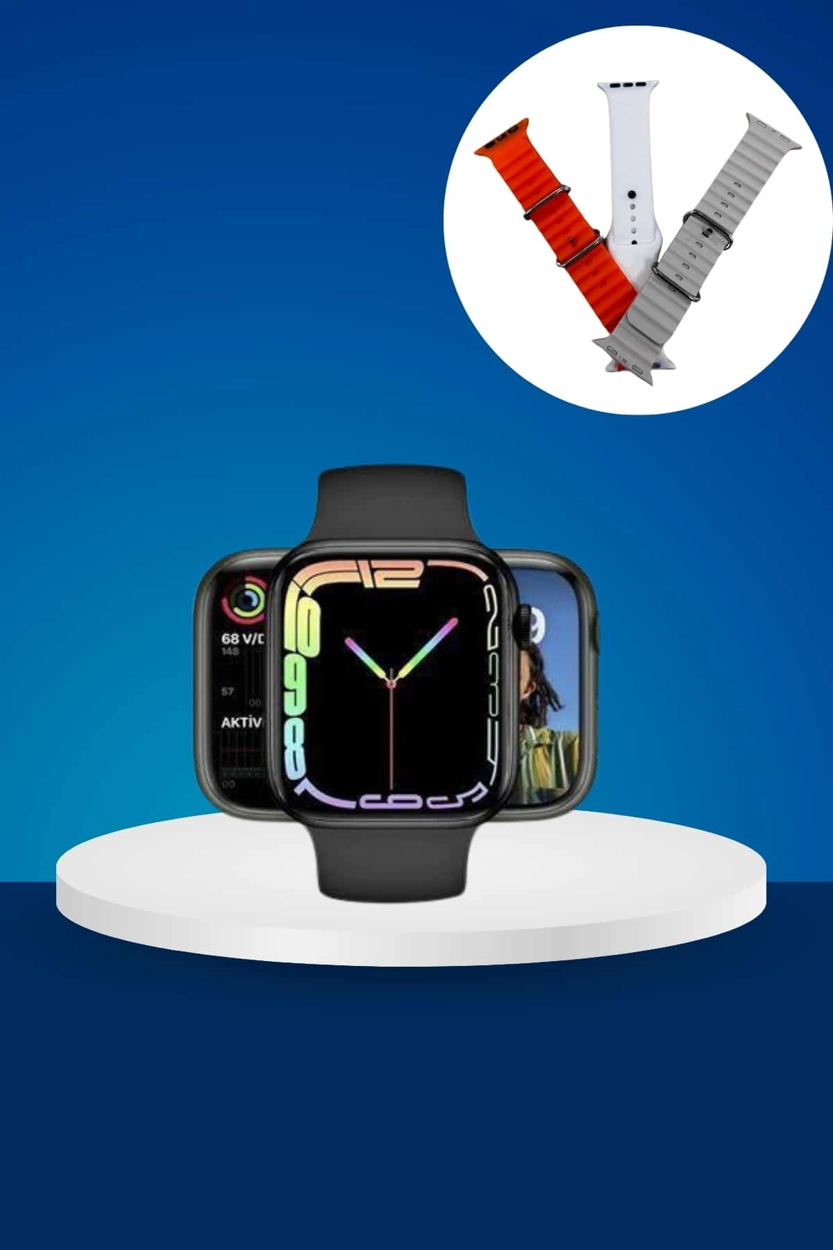 Akıllı Saat Arama Görüşme Bildirim Görme Uyku Ve Sağlık Takibi Nabız Ölçer 3 Kordon Hediyeli ( Lisinya )