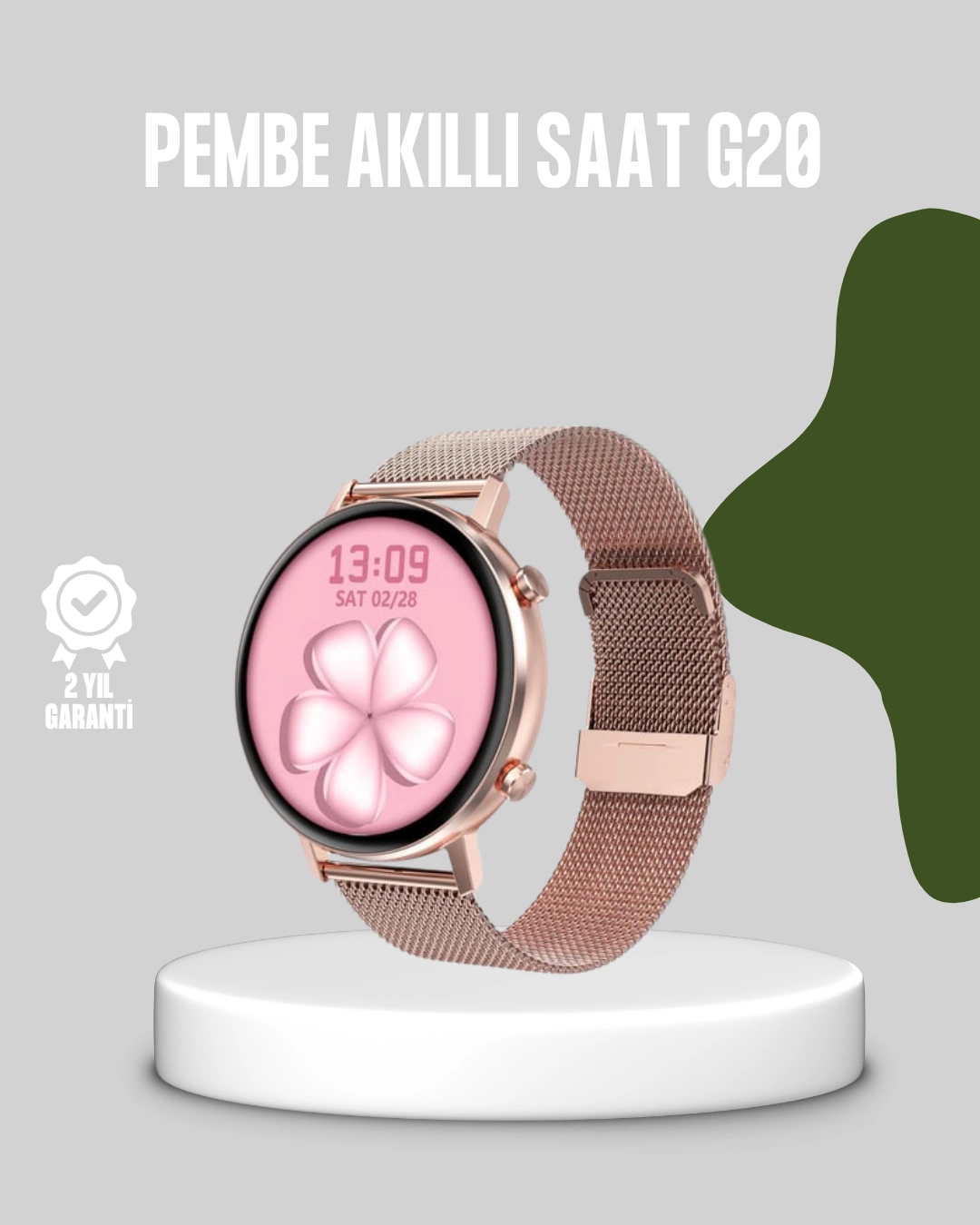 Akıllı Saat – Bluetooth 5.0, Suya Dayanıklı, Kablosuz Şarj ( Lisinya )