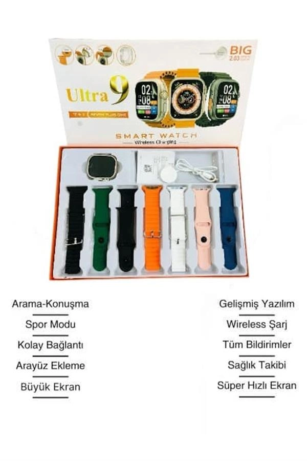 Akıllı Saat Bluetooth Bağlantılı 2.09 İnç Hd Ekran Ve Çok Yönlü Sağlık Takibi ( Lisinya )