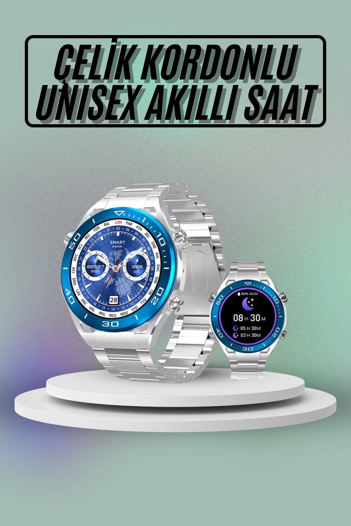 Akıllı Saat Çelik Kordonlu Amoled Ekran Android Ve İos Uyumlu Çağrı Cevaplayabilen ( Lisinya )