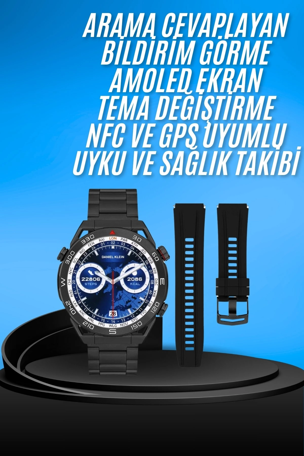 Akıllı Saat Çelik Kordonlu Amoled Ekran Android Ve İos Uyumlu Çağrı Cevaplayabilen ( Lisinya )