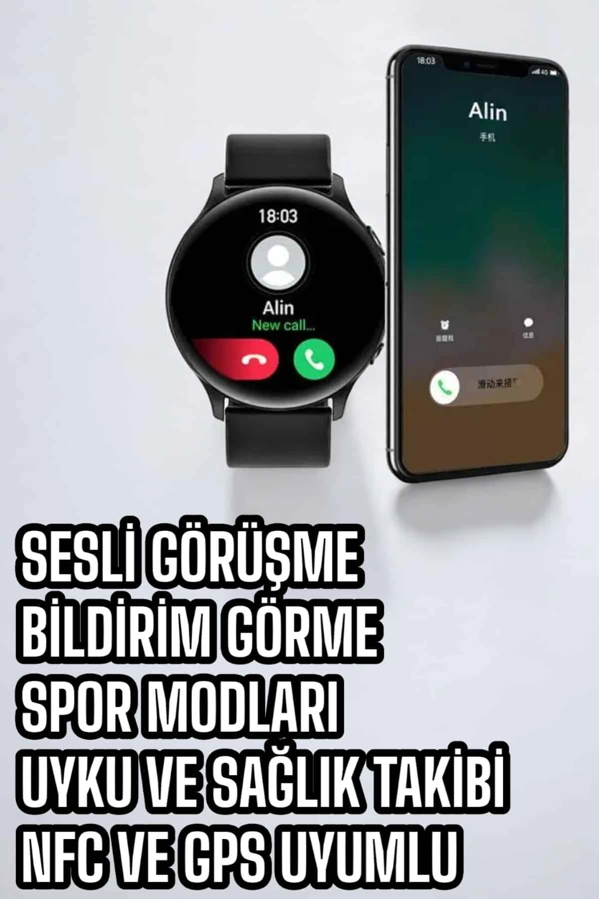 Akıllı Saat Çok Fonksiyonlu Sesli Görüşme Nfc Uyumlu Amoled Ekran ( Lisinya )