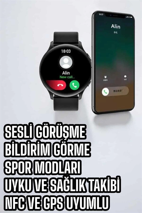 Akıllı Saat Çok Fonksiyonlu Sesli Görüşme Nfc Uyumlu Amoled Ekran ( Lisinya )