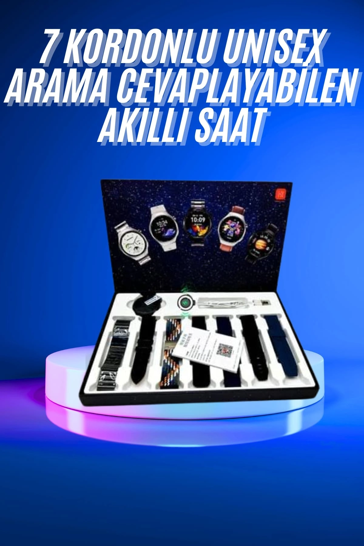 Akıllı Saat Çoklu Kordon Seçenekli Dokunmatik Ekran Nabız Sensörlü ( Lisinya )