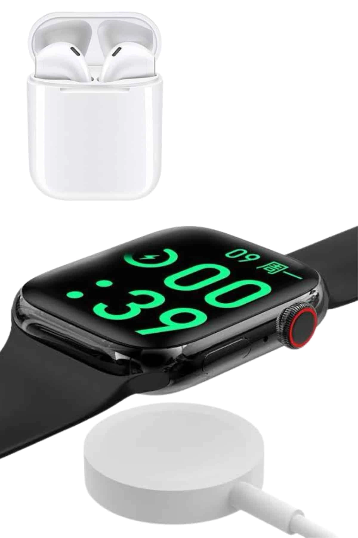 Akıllı Saat Gümüş Kasa Bluetooth Kulaklık Hediyeli Çok Fonksiyonlu İkili Set ( Lisinya )