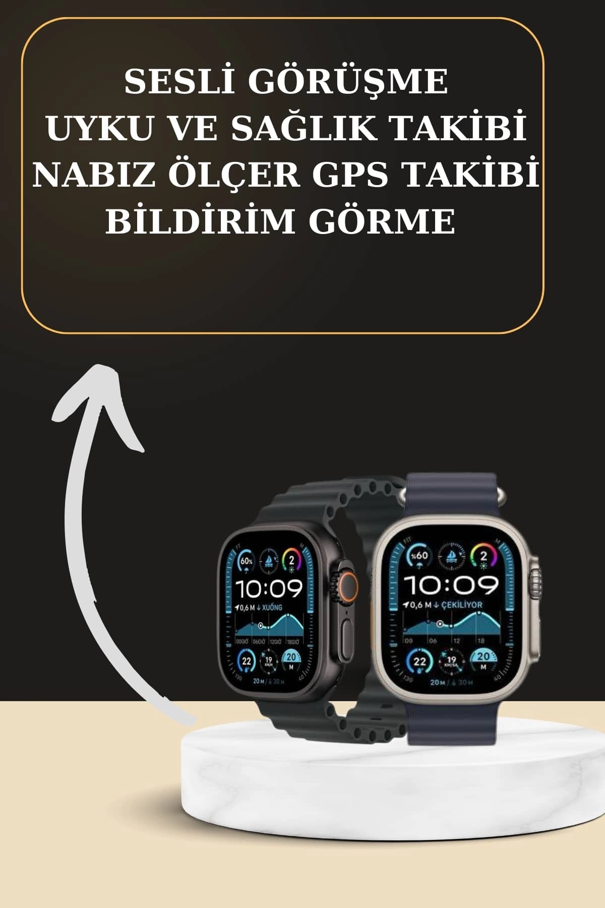 Akıllı Saat Sesli Görüşme Titreşimli Gps Bağlantısı Müzik Dinleme Sosyal Medya Bildirimleri ( Lisinya )