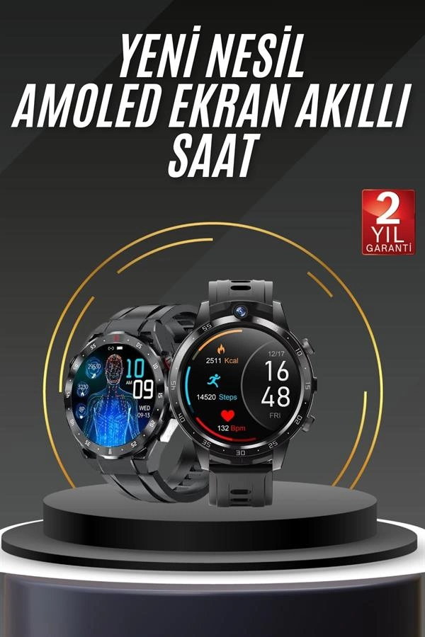 Akıllı Saat Titanyum Kasa Yuvarlak Ekran Alarm Uyku Ve Sağlık Takibi Titreşimli ( Lisinya )