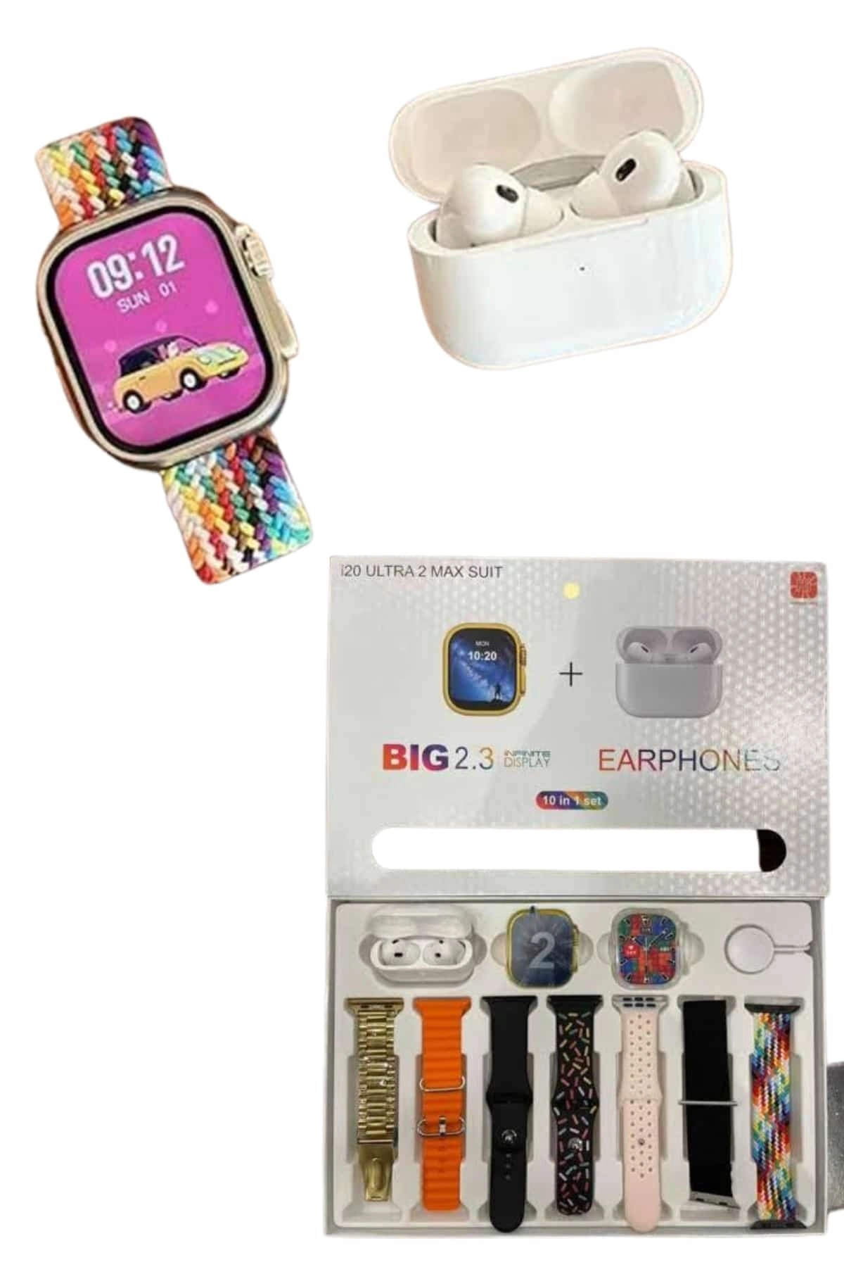 Akıllı Saat Ve Air Pro Kulaklık 7 Kordonlu Çok Fonksiyonlu İkili Set ( Lisinya )