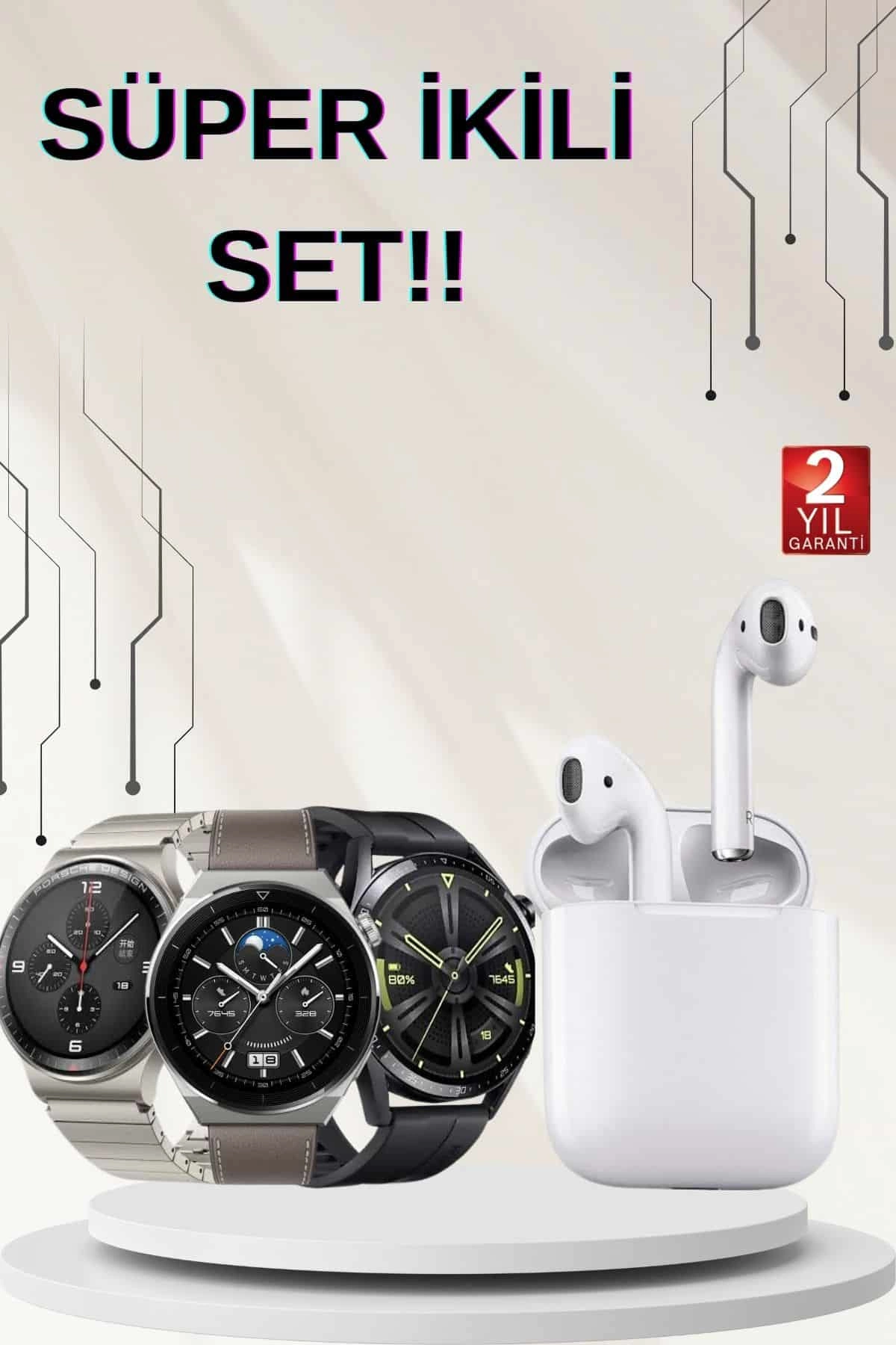 Akıllı Saat Ve Kulaklık Seti Dokunmatik Ekran 5.0 Bluetooth Bağlantılı Sesli Görüşme ( Lisinya )