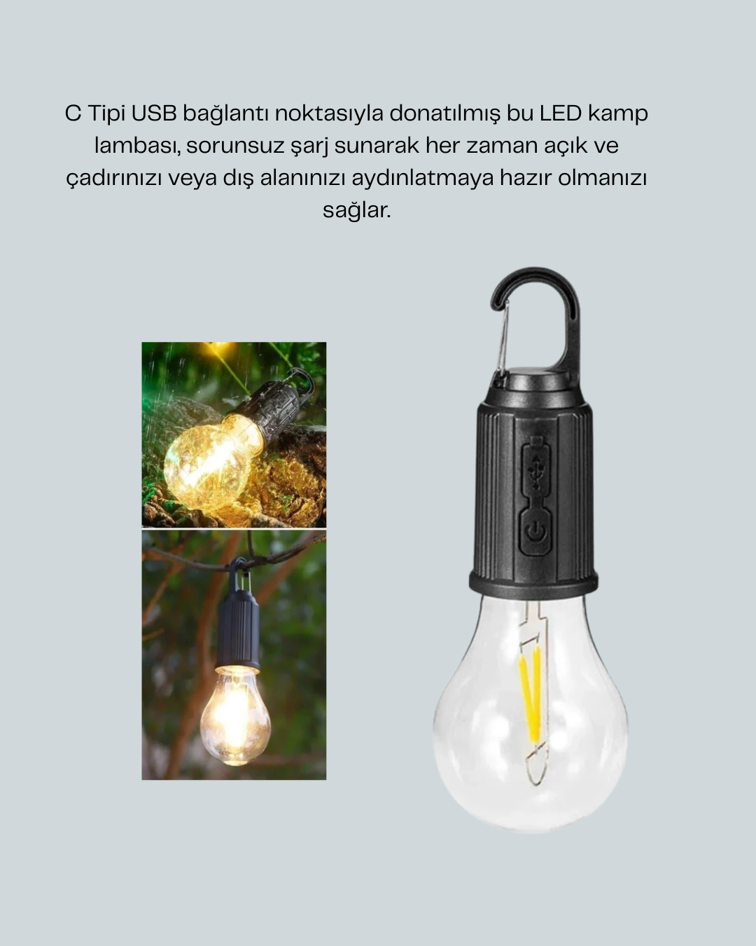 Akıllı Sensörlü Usb Şarjlı Kamp Lambası ( Lisinya )