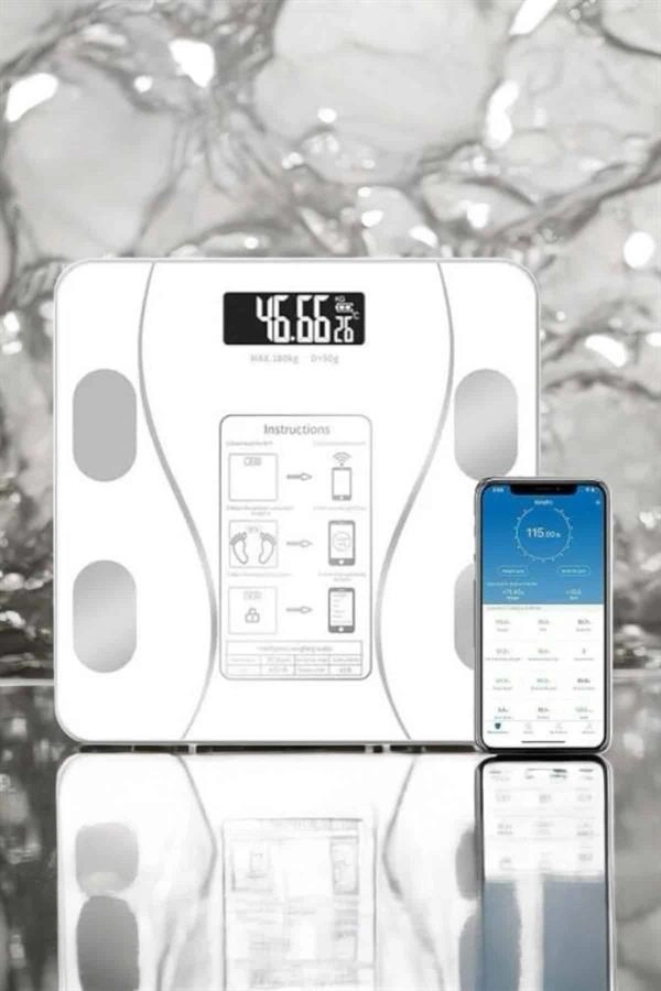 Akıllı Tartı Bluetooth Bağlantılı Yağ Ölçebilen Tartı Yeni Nesil ( Lisinya )
