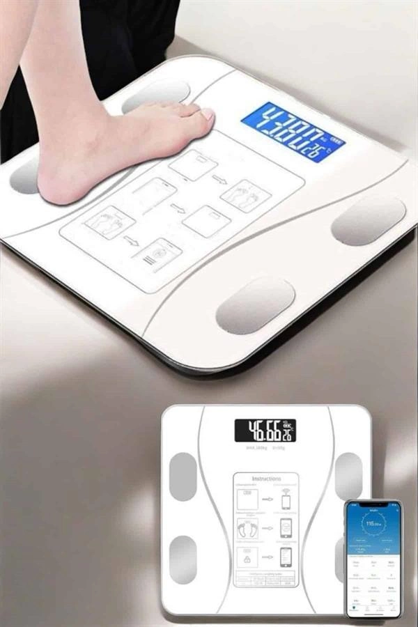 Akıllı Tartı Bluetooth Bağlantılı Yağ Ölçebilen Tartı Yeni Nesil ( Lisinya )