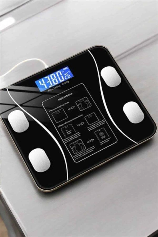 Akıllı Tartı Dijital Baskül Yağ Su Kas Vücut Kitle Kilo Ölçer Tartı ( Lisinya )