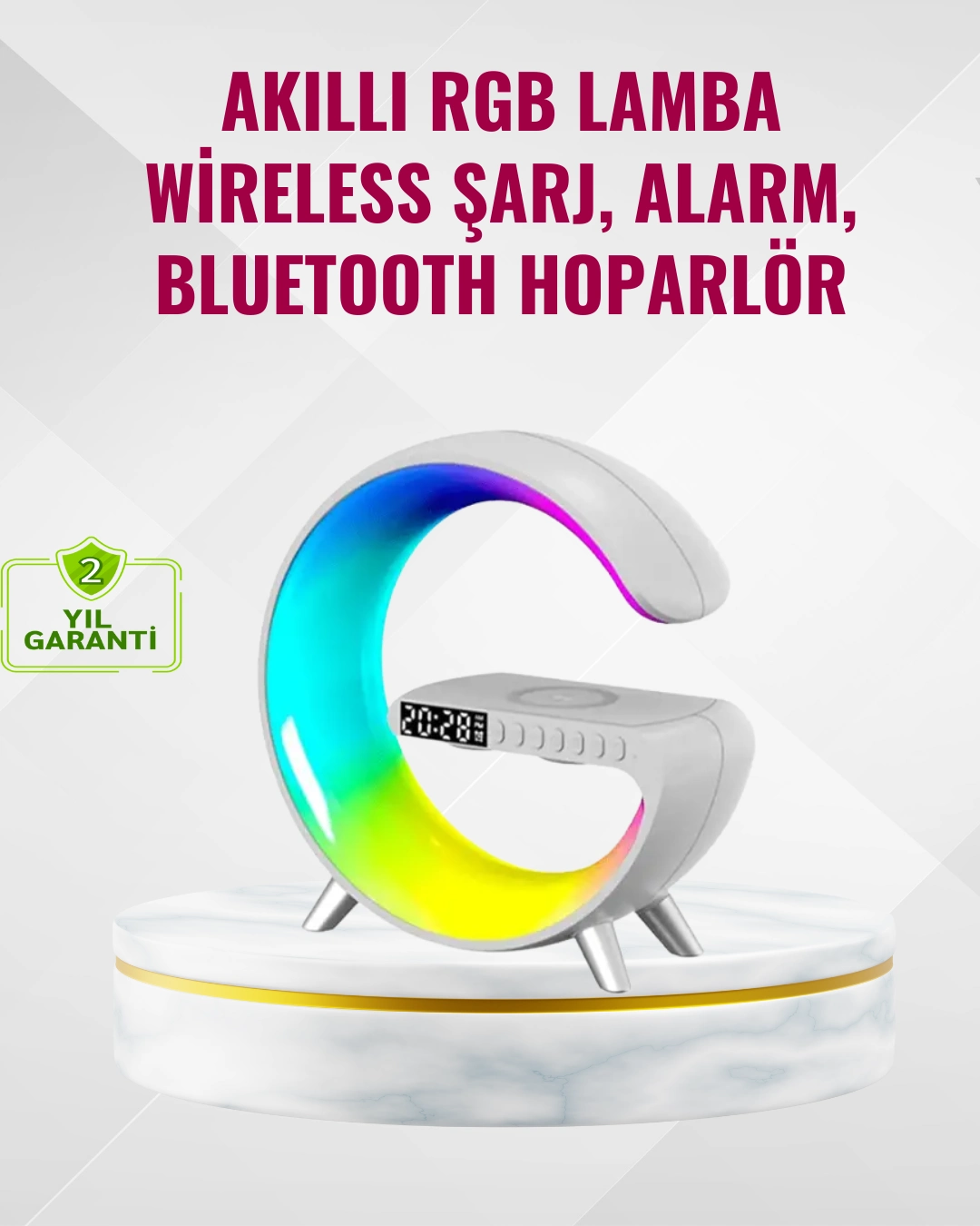 Akıllı Uyku Lambası Gündoğumu Alarmı Kablosuz Şarj Ve Müzik Çalar ( Lisinya )