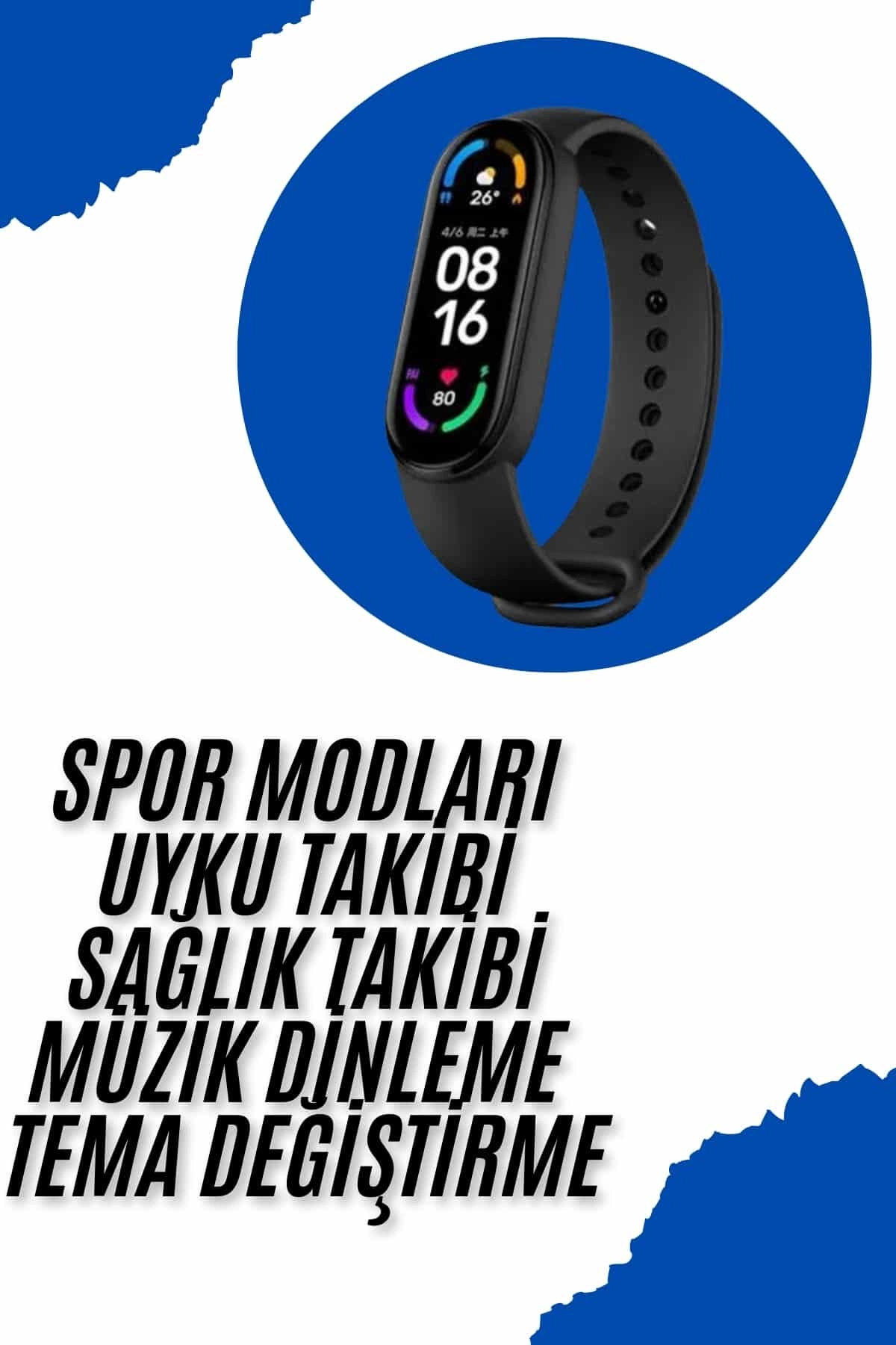 Akıllı Uyumlu Bileklik M6 Adımsayar Spor Modları Çağrı Görme Türkçe Menü ( Lisinya )