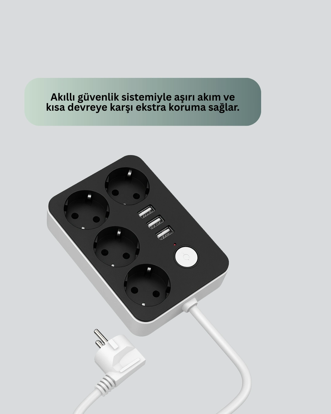 Akım Korumalı 3 Usb Portlu 4’lü Priz 4.1a Hızlı Şarj ( Lisinya )
