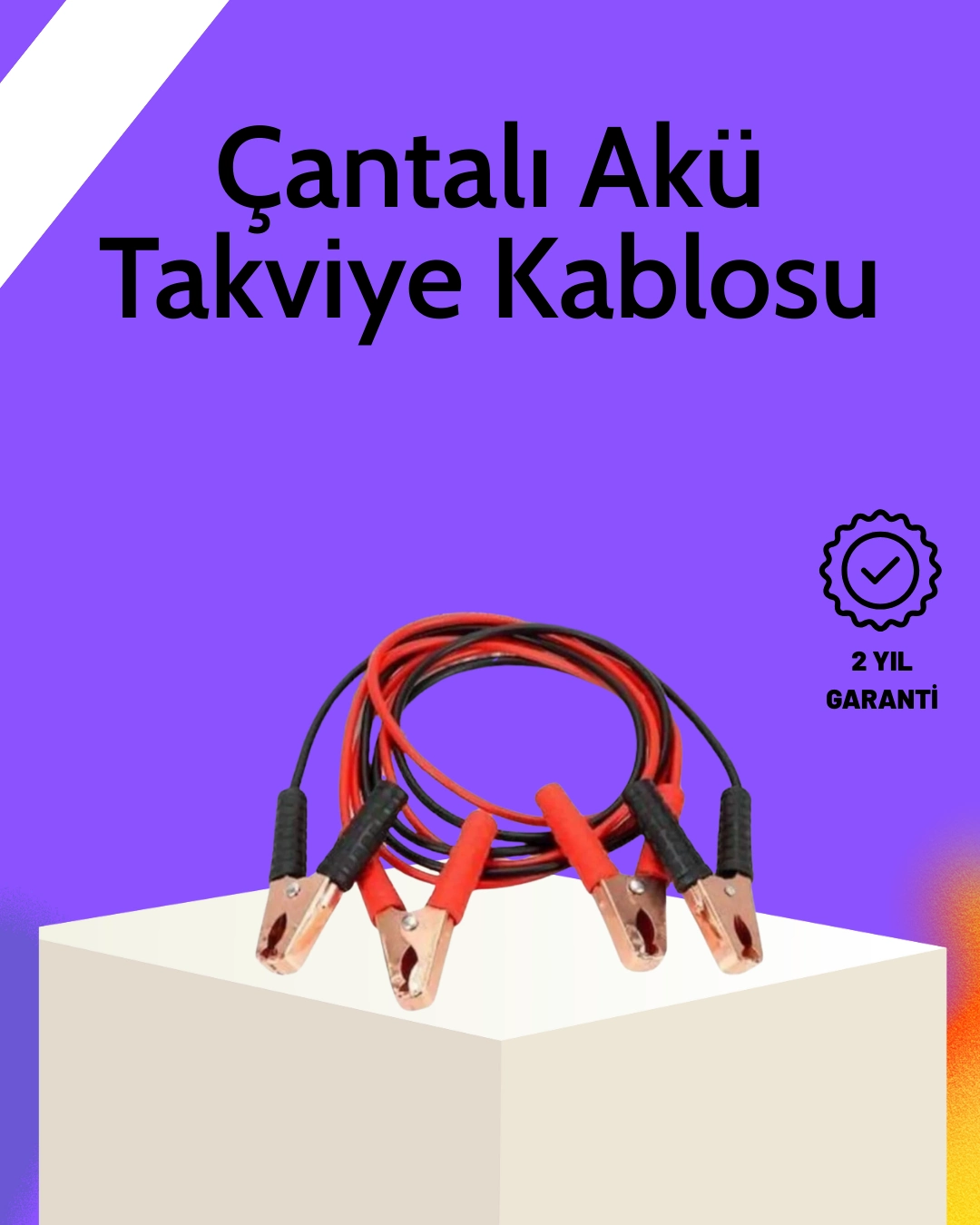 Akü Takviye Kablosu 1200a İzoleli Büyük Maşalı 2m Dayanıklı ( Lisinya )