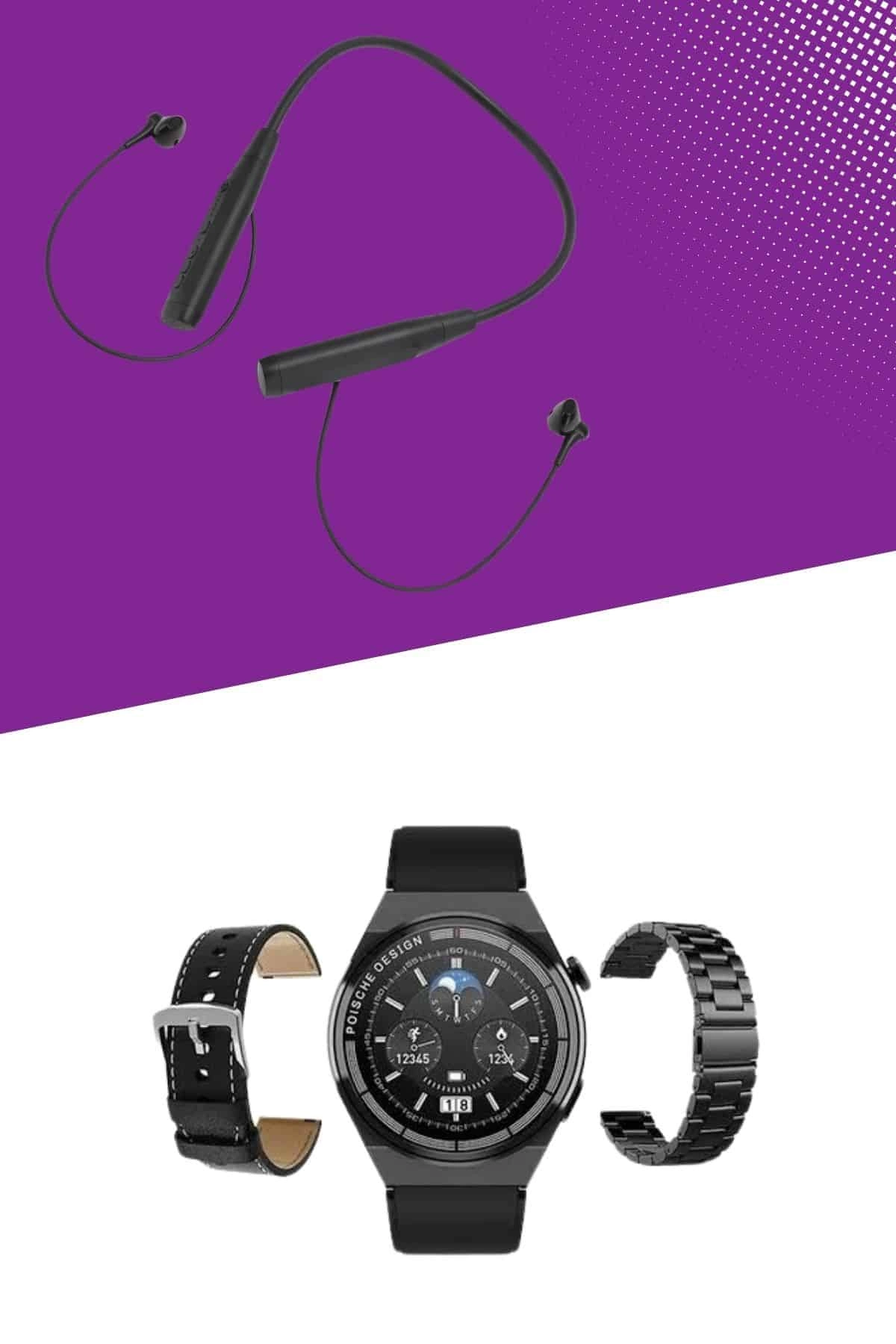 Alarm Ve Titreşim Özellikli Akıllı Saat Ve Mikrofonlu Kablolu Bluetooth Kulaklık 60 Saat ( Lisinya )