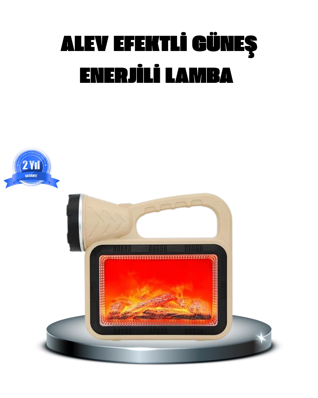 Alev Efektli Solar Lamba Cob Işıklı Taşınabilir Bahçe Kamp Aydınlatma ( Lisinya )