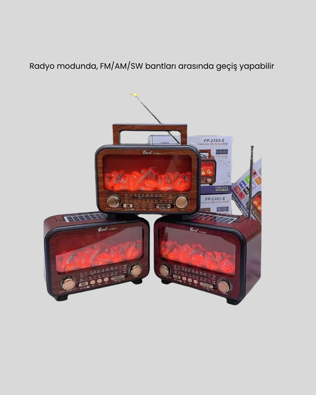 Alev Işığı Efektli Solar Bluetooth Hoparlör Radyo Destekli Taşınabilir Model ( Lisinya )