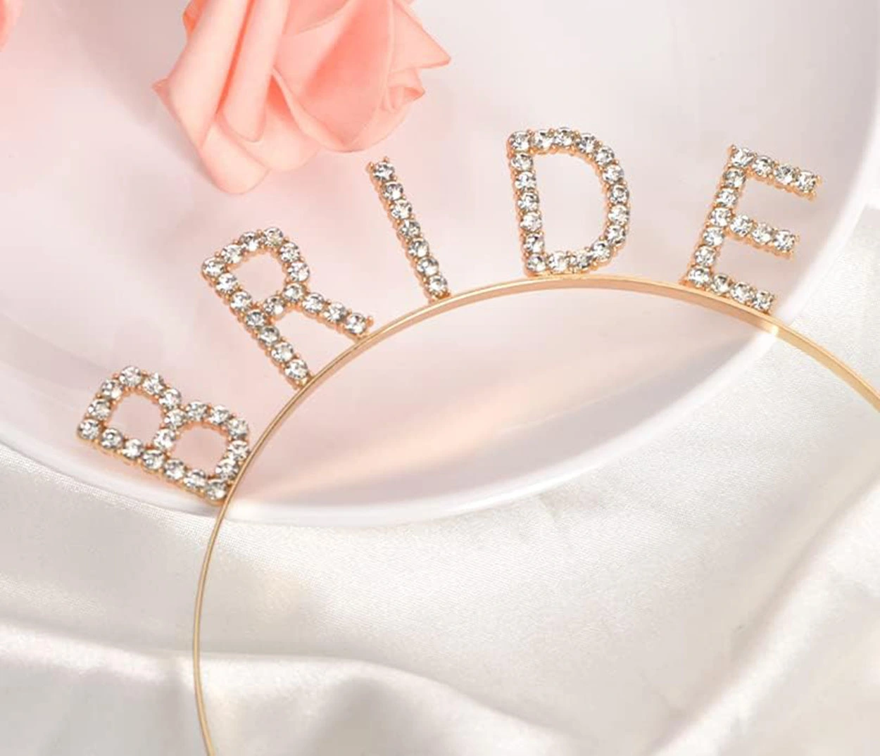 Altın Gold Renk Bekarlığa Veda Kristal Taş Bride Tacı İthal ( Lisinya )