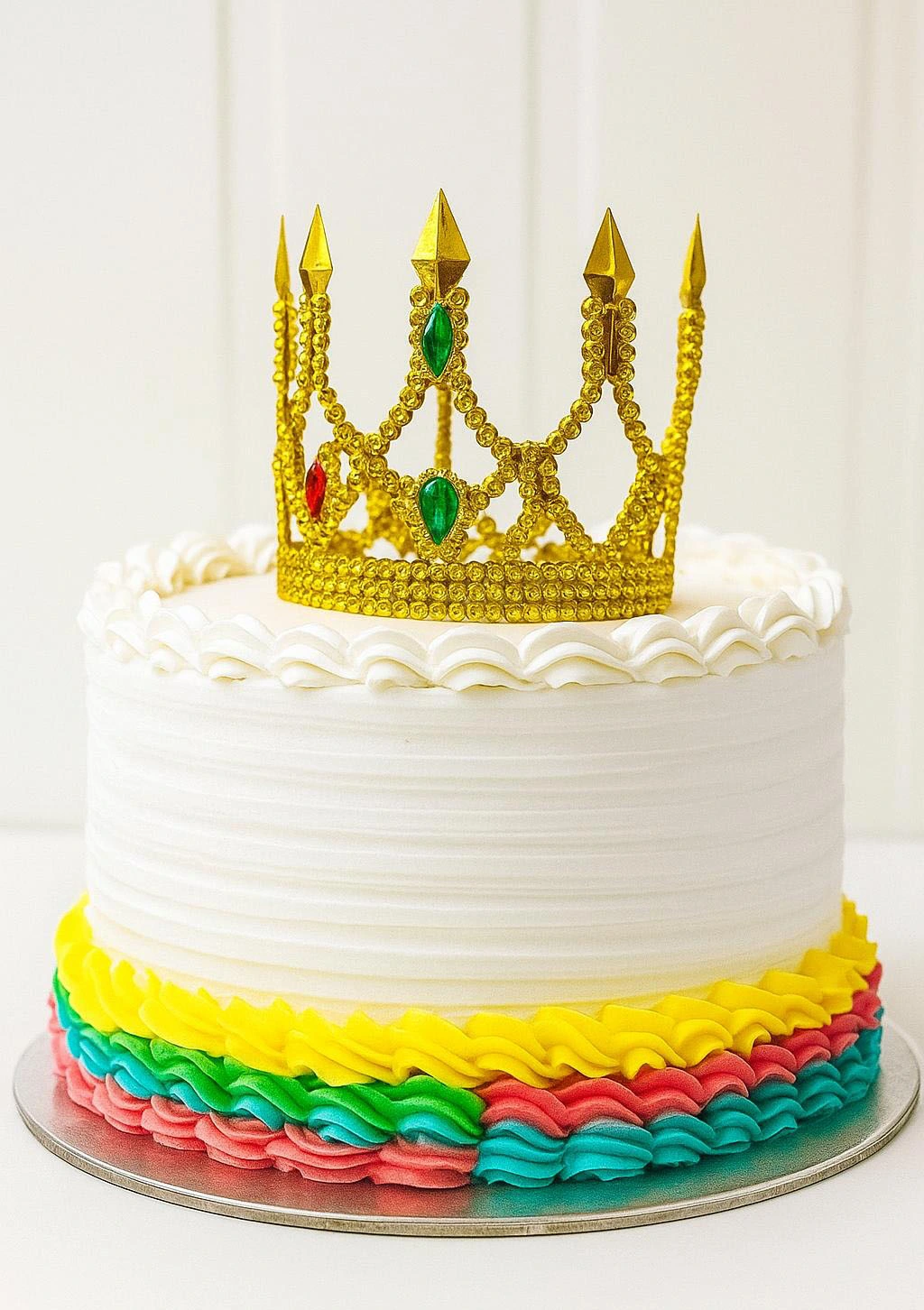 Altın Işıltılı İnce Pasta Üstü Taç Plastik ( Lisinya )