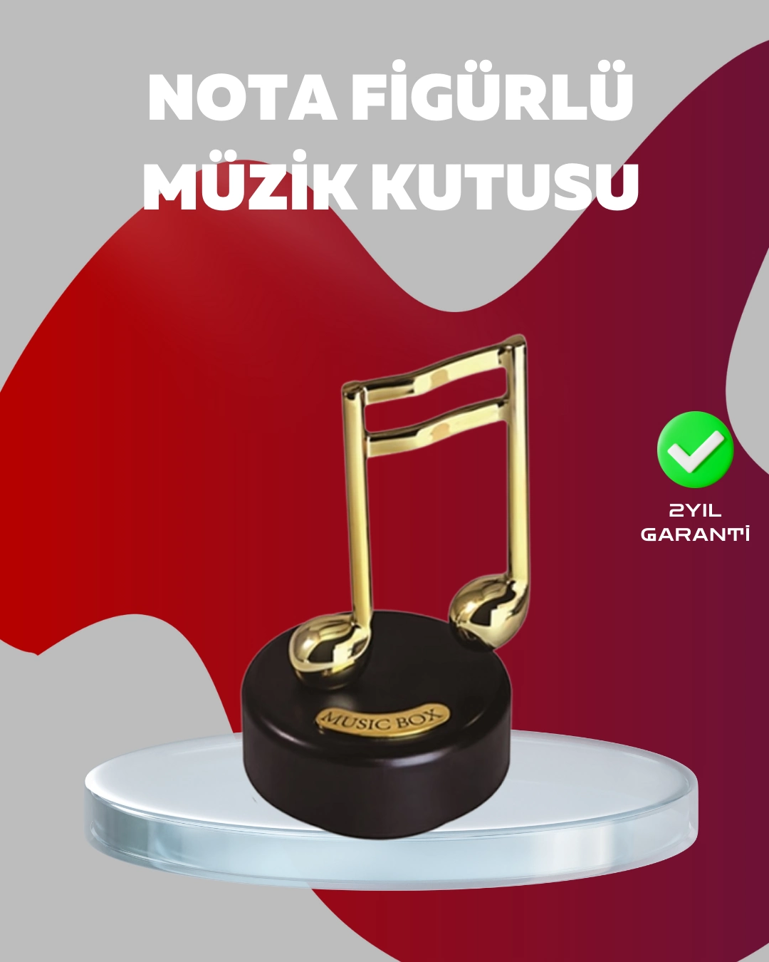 Altın Nota Figürlü Dönen Müzik Kutusu Dekoratif Music Box ( Lisinya )