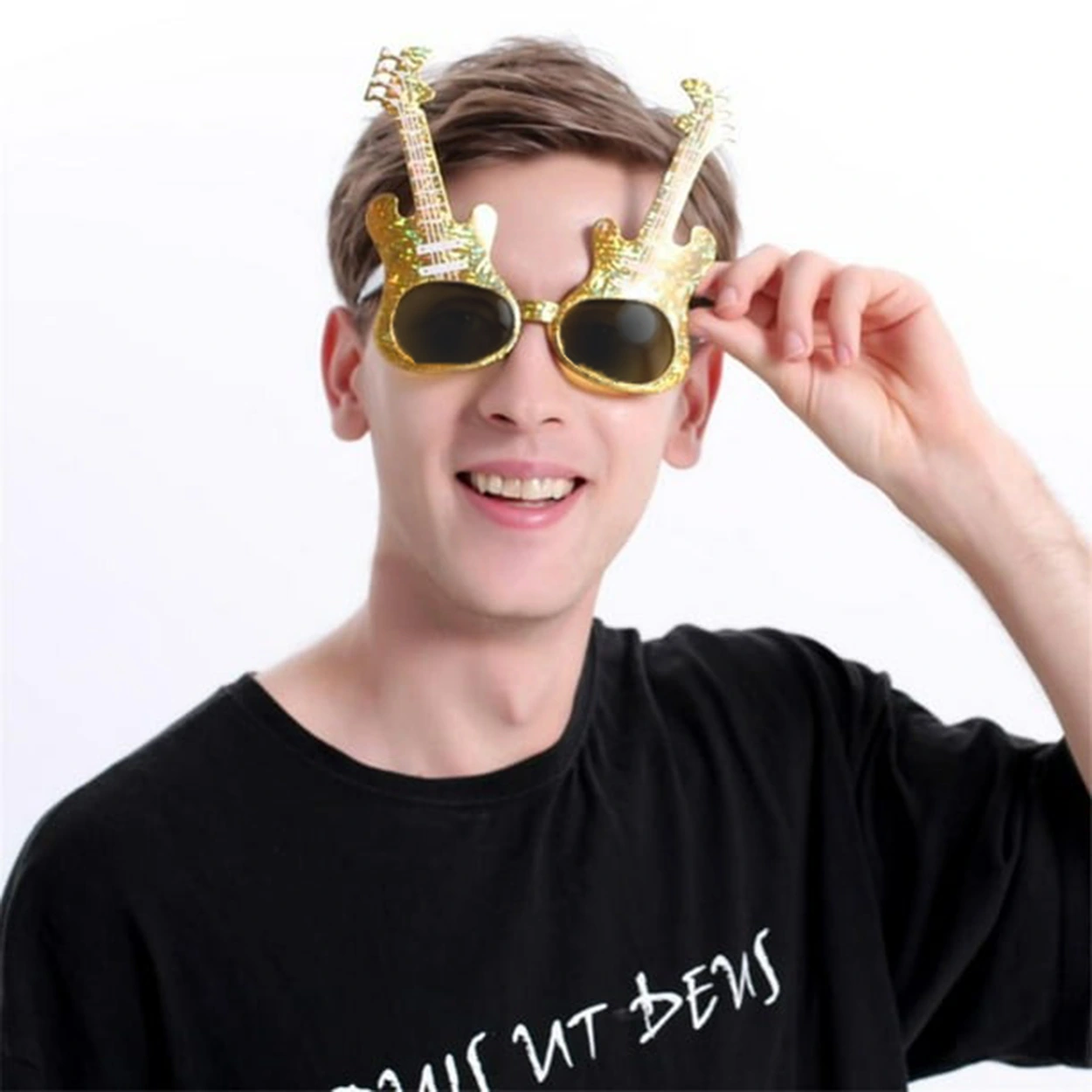 Altın Renk Gitar Şekilli Parti Gözlüğü ( Lisinya )