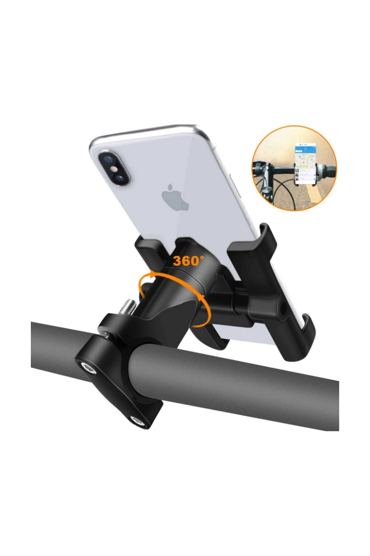 Alüminyum Gövdeli Metal Gidon Bağlantılı Motosiklet Telefon Tutucu 7 İnç Xl ( Lisinya )