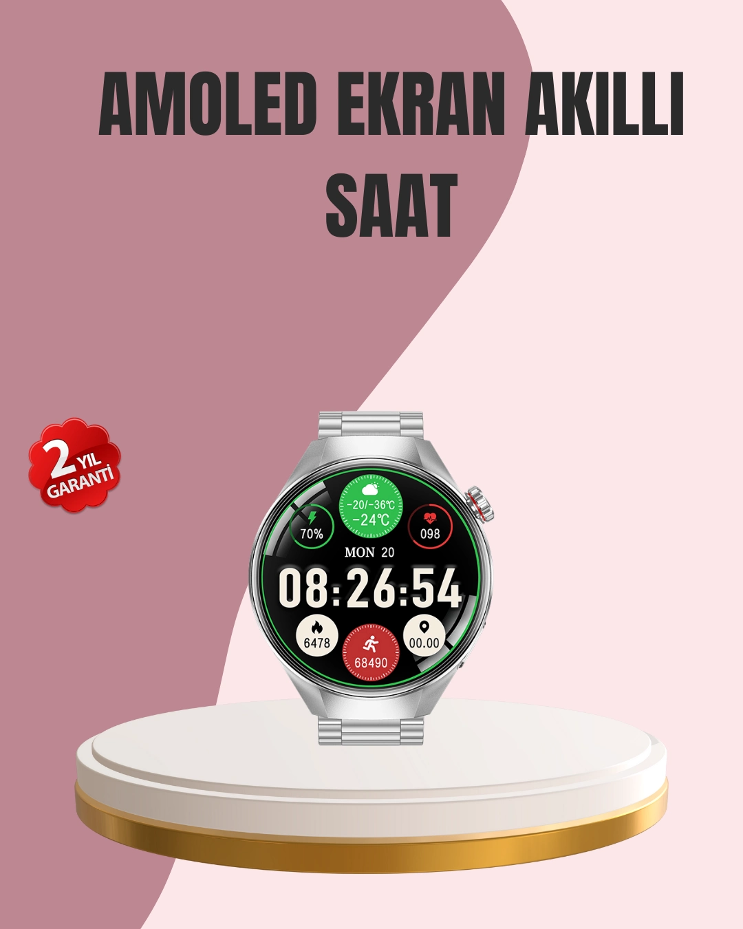 Amoled Akıllı Saat Gelişmiş Sensörlü – Kadın Sağlığı Ve Hatırlatma Özellikli ( Lisinya )
