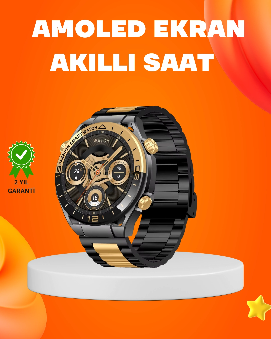 Amoled Akıllı Saat Ip67 Su Geçirmez 3 Bileklikli Sağlık Takipli ( Lisinya )