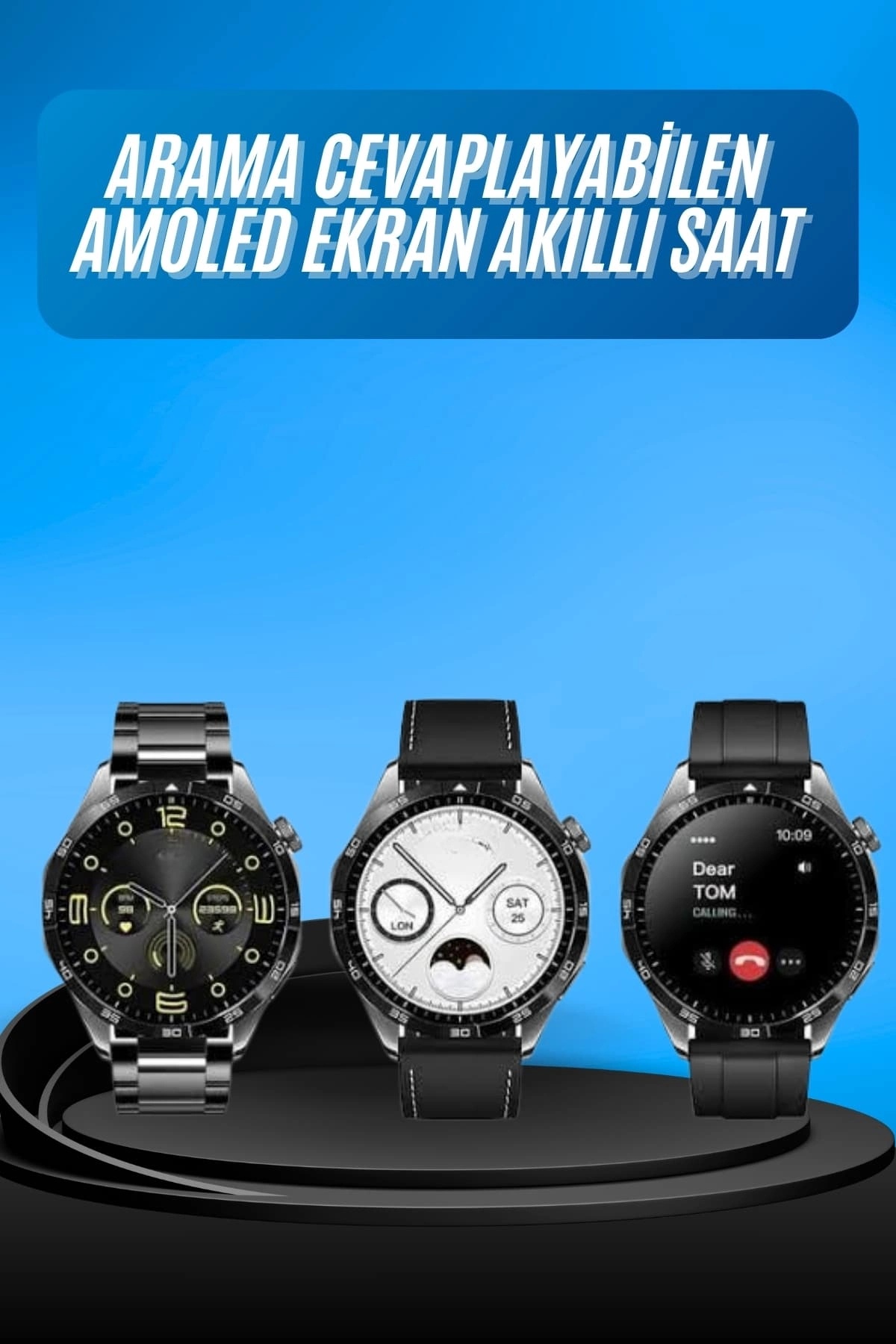 Amoled Ekran 3 Kordonlu Akıllı Saat 5.0 Bluetooth Bağlantılı Android Ve İos Uyumlu ( Lisinya )