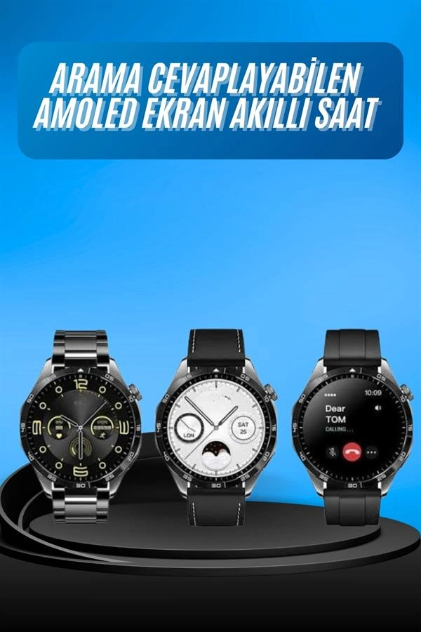 Amoled Ekran 3 Kordonlu Akıllı Saat 5.0 Bluetooth Bağlantılı Android Ve İos Uyumlu ( Lisinya )