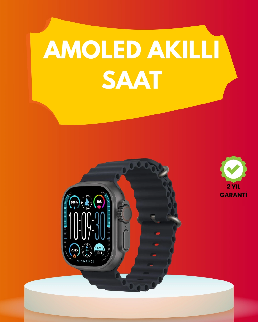 Amoled Ekran 49mm Ultra Tasarım 3 Kordonlu Akıllı Saat ( Lisinya )