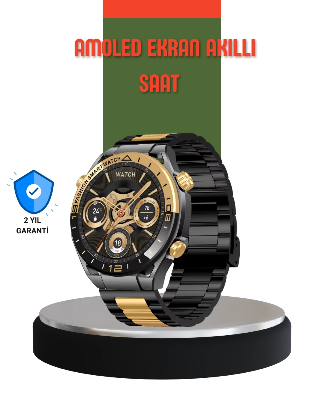 Amoled Ekran Akıllı Saat Bluetooth 5.1 Çağrı Destekli 3 Bileklikli ( Lisinya )