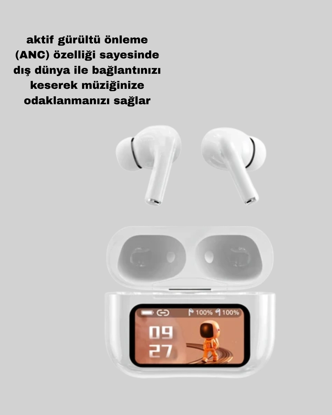 Anc Bluetooth Kulaklık – Dokunmatik, Powerbank Kutulu, Akıllı Sensörlü ( Lisinya )
