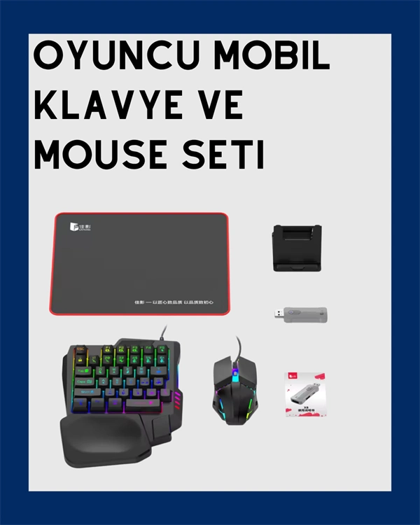 Android Uyumlu Klavye Mouse Oyun Seti – Gecikmesiz Bağlantı, Tak-çalıştır Özellikli ( Lisinya )