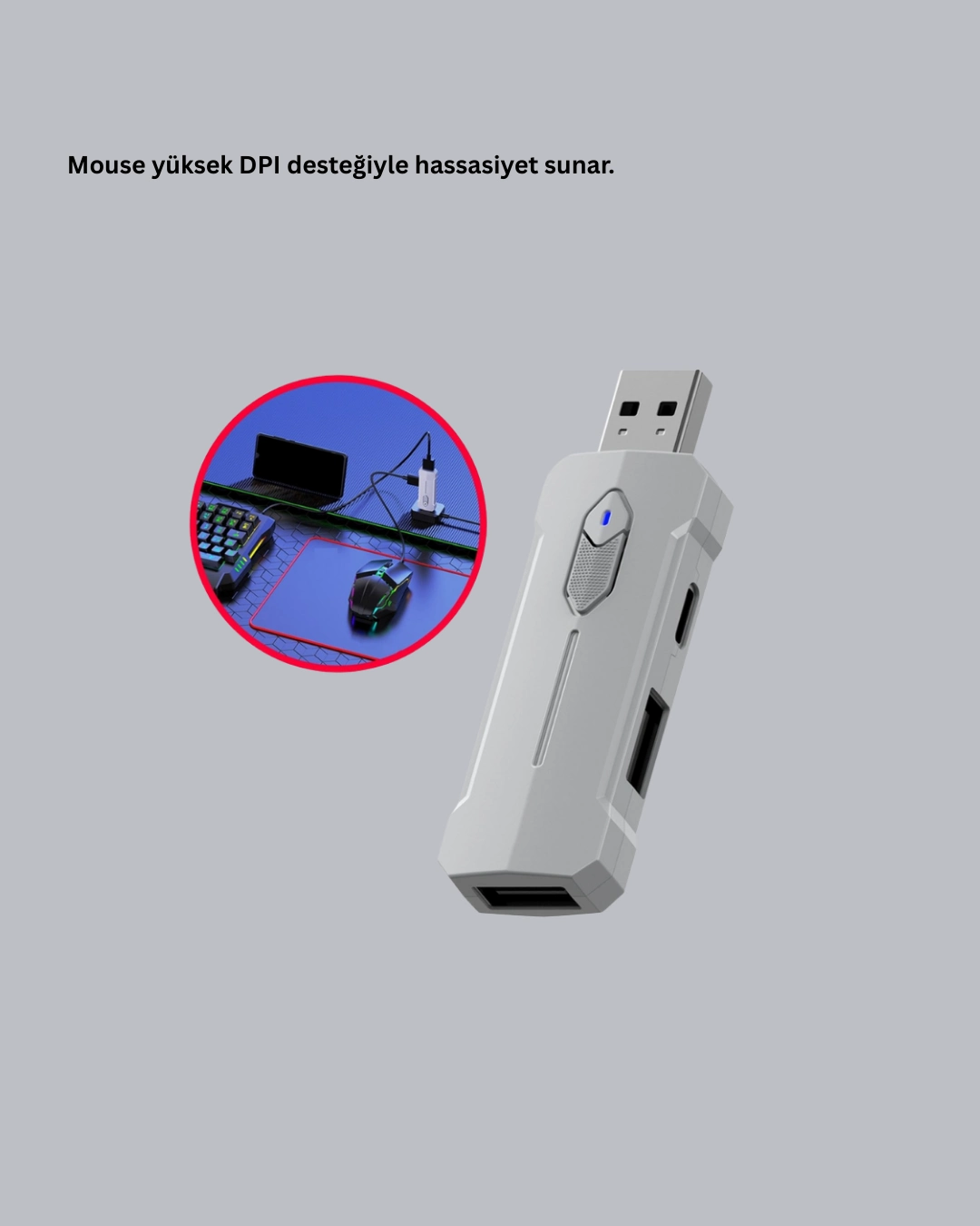 Android Uyumlu Mobil Oyun Kiti 5in1 Klavye Mouse Dönüştürücü Gecikmesiz Fps Set ( Lisinya )