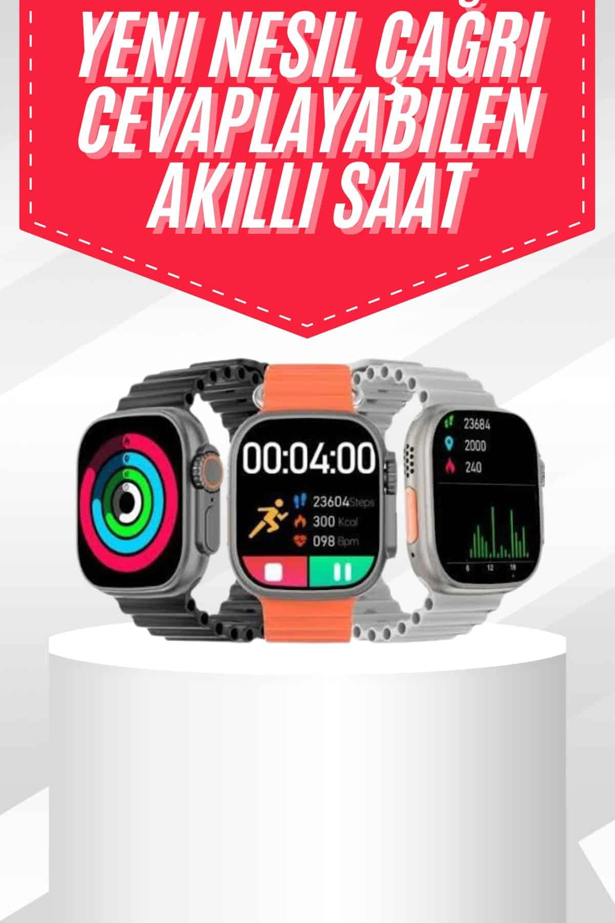 Android Ve İos Uyumlu Uyku Ve Sağlık Takibi Yapabilen 3 Kordonlu Akıllı Saat ( Lisinya )