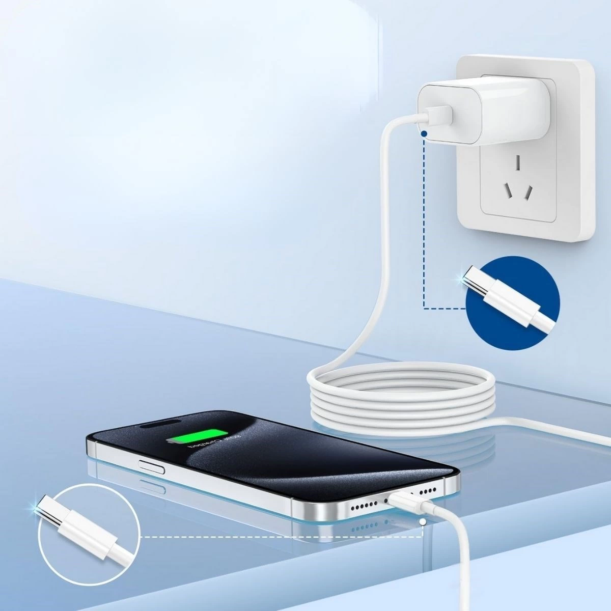 Apple 15/15 Pro Type-c To Type-c Hasır Örgü Hızlı Şarj Kablosu (1m) ( Lisinya )