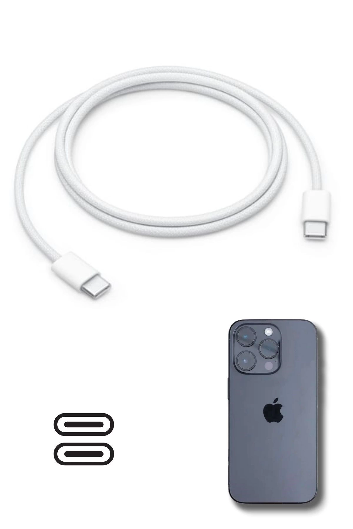 Apple 15/15 Pro Type-c To Type-c Hasır Örgü Hızlı Şarj Kablosu (1m) ( Lisinya )