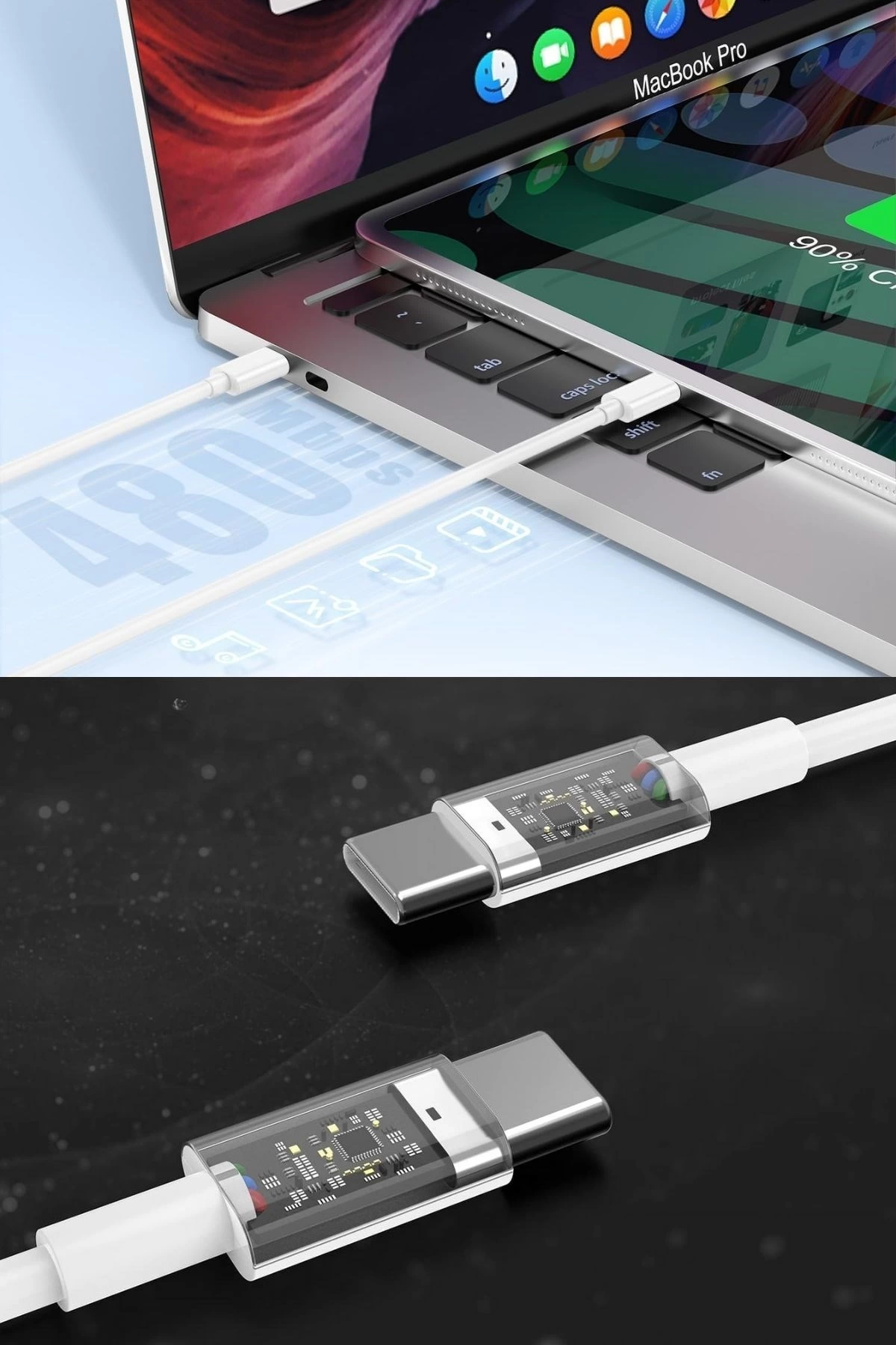 Apple 15/15 Pro Type-c To Type-c Hasır Örgü Hızlı Şarj Kablosu (1m) ( Lisinya )