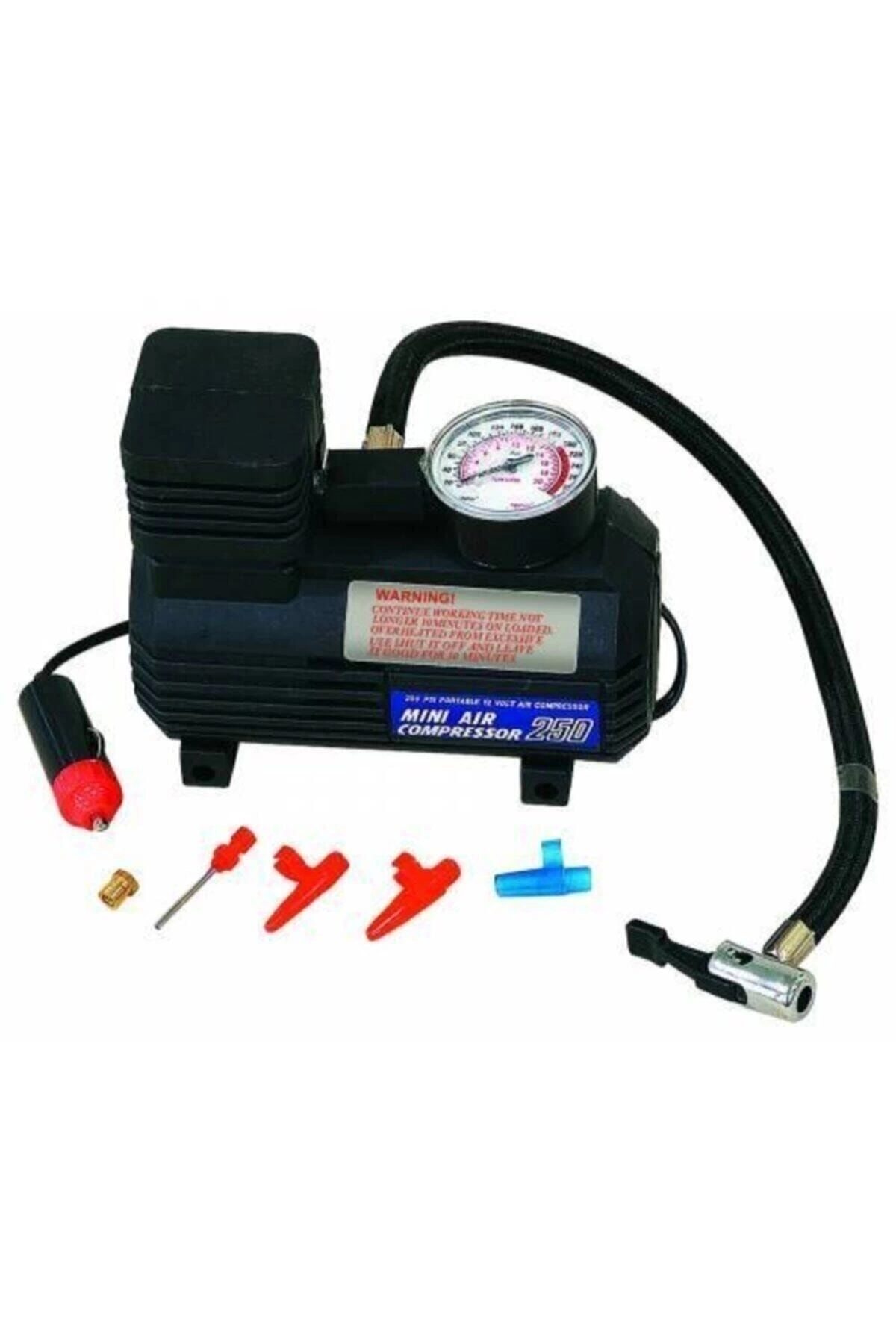 Araba Oto Araç Lastik Şişirme Pompası Hava Kompresörü 250psi 12v Volt Şişirici Kompresör Pompa Seti ( Lisinya )