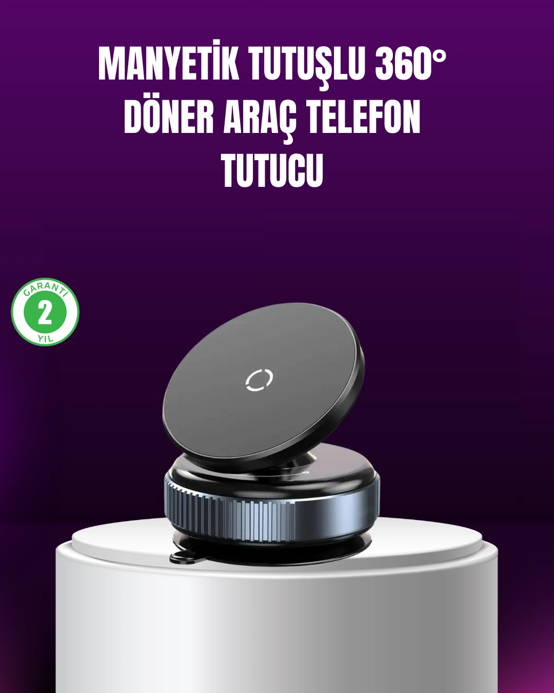 Araç İçi Manyetik Telefon Tutucu 360° Döner Vakumlu Stand ( Lisinya )